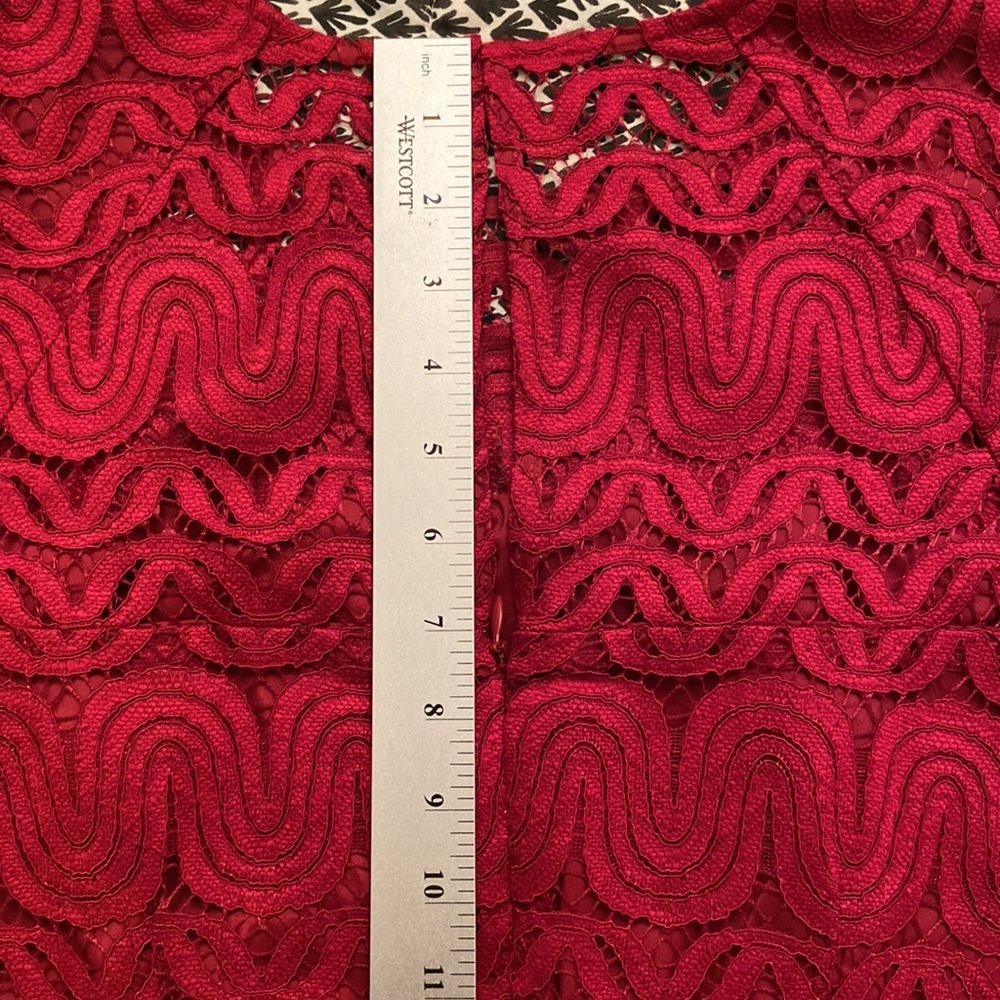 Like New Trina Turk Mai Tai Red Lace Dress Size 8 - Picture 11 of 11